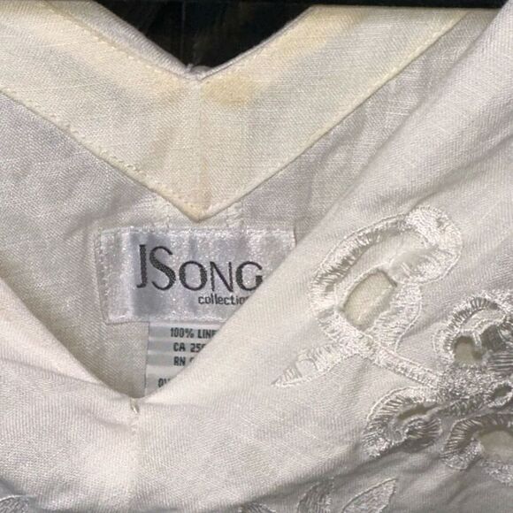 VTG JSONG Linen Sun Dress Lace and Eyelet Embroidered Dress - Picture 5 of 5